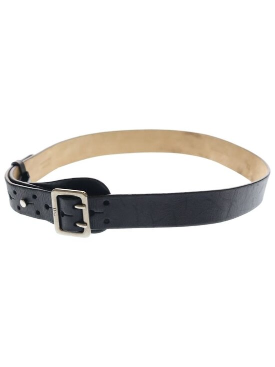 Dior Log Leather Belt Black Silver